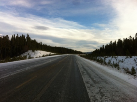 Snow and ice returned whilst in the Yukon. Made cycling a little sketchy at times.